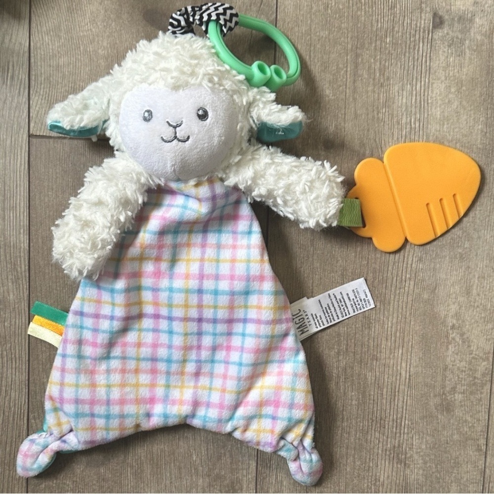 Magic Years Baby Toy Plush Crinkly Lamb Sheep Lovey Security Blanket Teether Toy